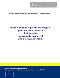 Rodna analiza ključnih strategija, politika i dokumenta koji utječu na svakodnevni život žena s invaliditetom